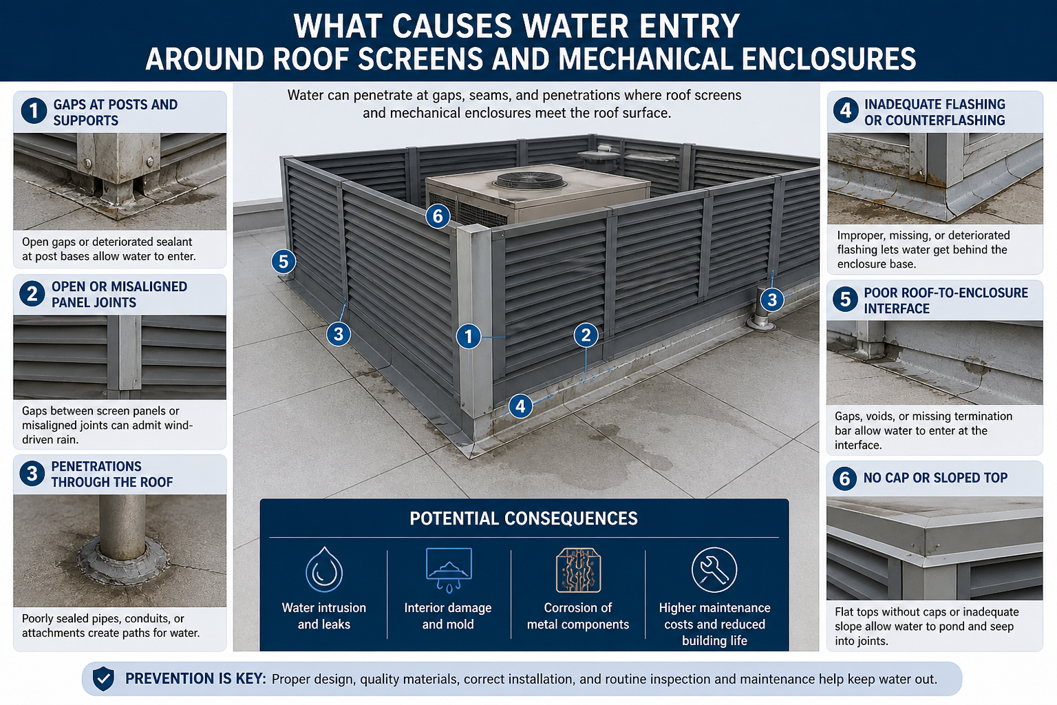 What Causes Water Entry Around Roof Screens and Mechanical Enclosures